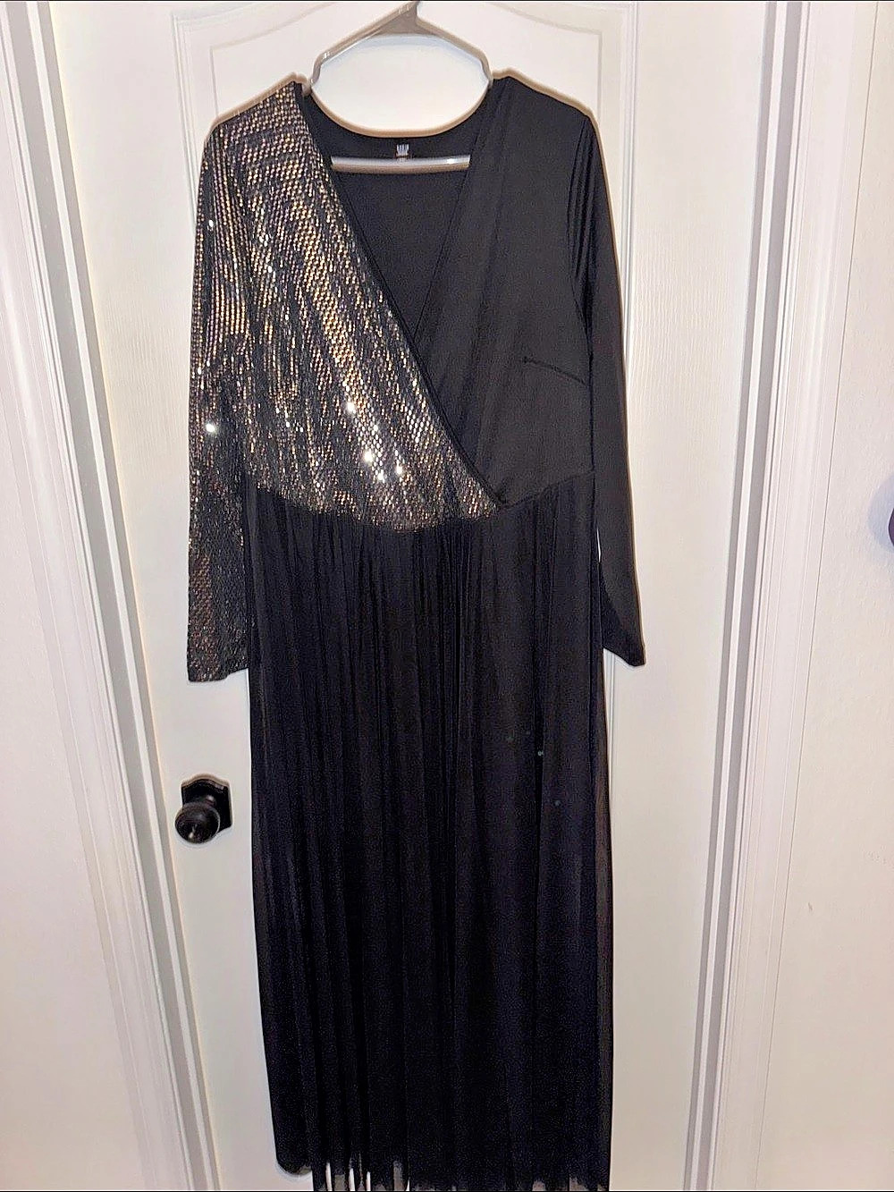 SHEIN Black Sequin Sleeve Maxi Dress Size 2XL Like New